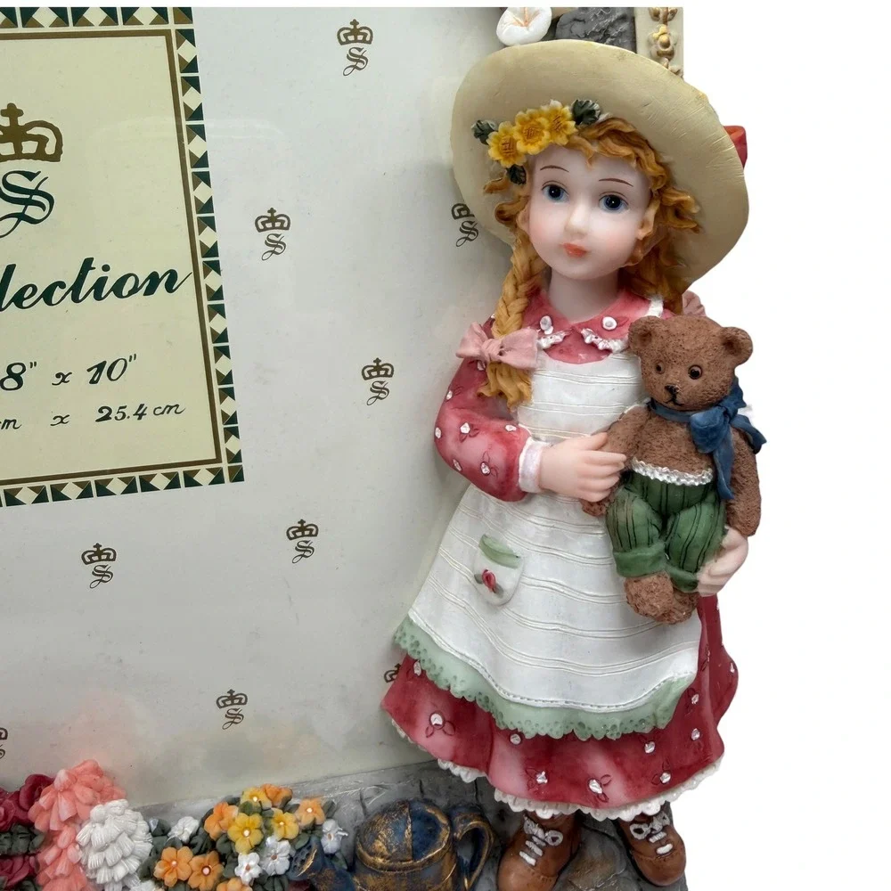 Montefiori Collection Picture Frame 3D Resin Girls Teddy Bear Cottagecore Decor